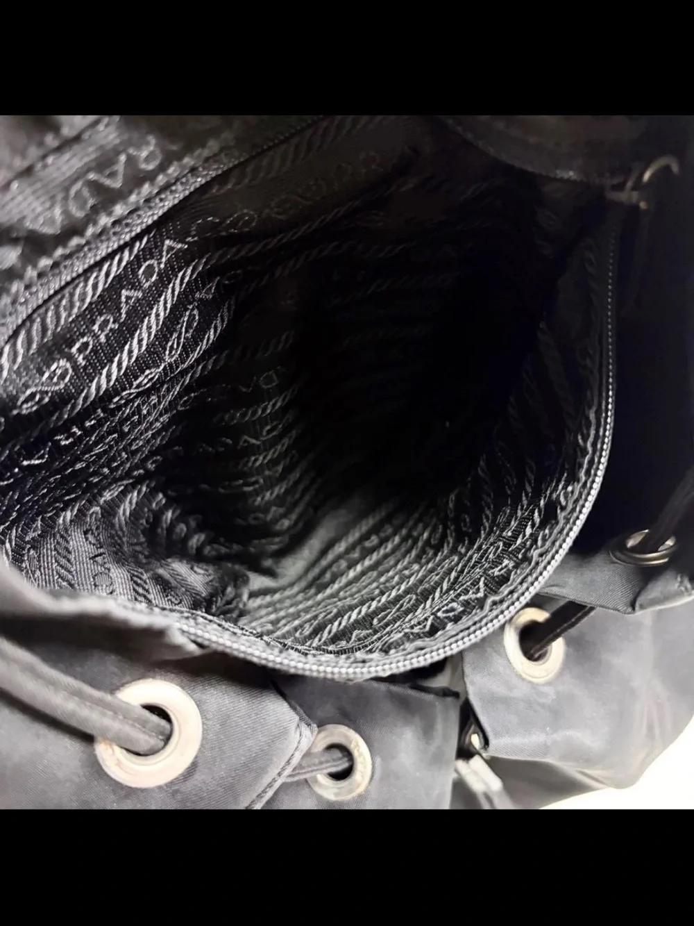 Prada Black Nylon Drawstring Backpack